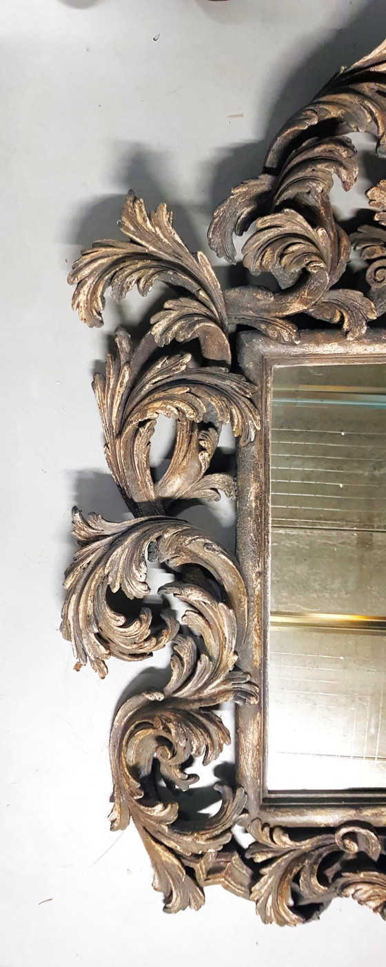 Image 1 of Miroir italien Chelini sculpté à la main dans un cadre en bois magnifiquement sculpté