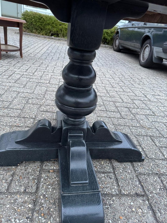 Ronde massief marmeren eettafel Ø110 cm – zwart onderstel – Marble, Wood (photo 6 of 7)