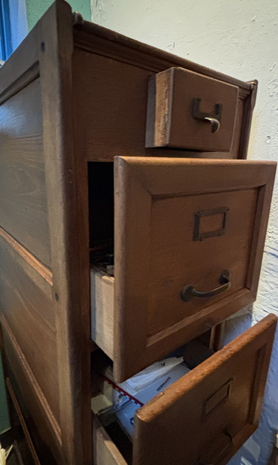 Vintage Filing Cabinet Art Deco/Early Industrial - 1920s – Metal, Wood (photo 3 of 14)