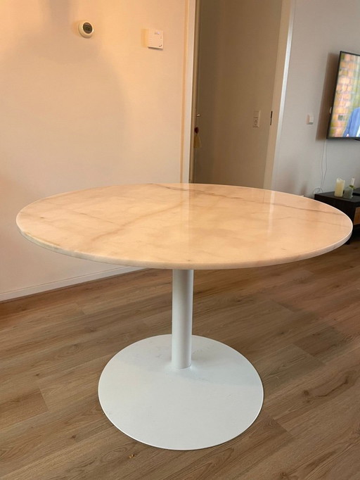 Mesa de comedor de mármol macizo blanco