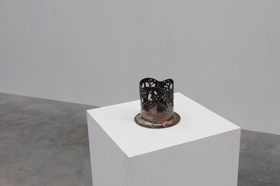 Image 1 of Jugendstil Weinflaschenhalter aus Zinn, gemarkt Urania 1075, ca. 1910