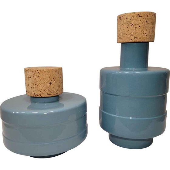 Image 1 of Pair of vintage blue vases by Roche Bobois, France