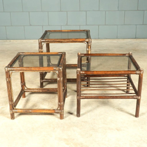 Ensemble de salon vintage en bambou – 6 fauteuils et 3 tables assorties – Années 1960 – Bamboo (photo 2 of 20)