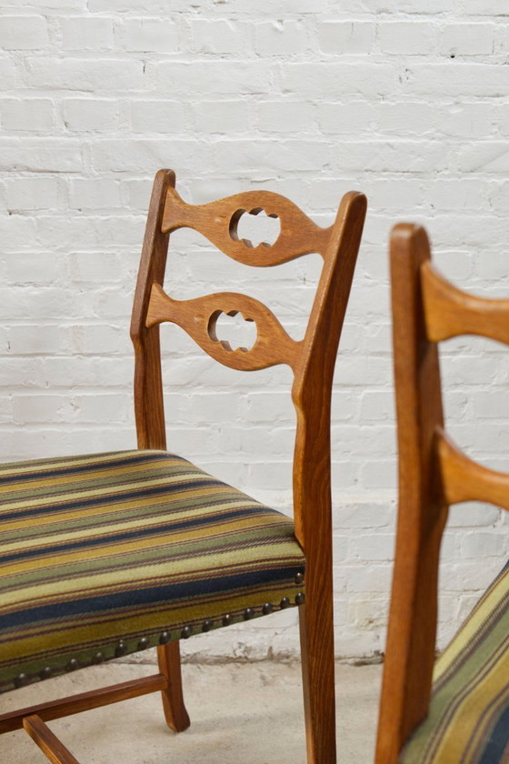 Image 1 of 4x oak and wool dining room chairs by Henning Kjaernulf, 1960's