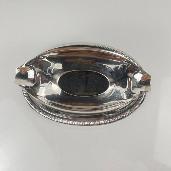 Image 1 of Silver-colored Empire-style metal gravy boat