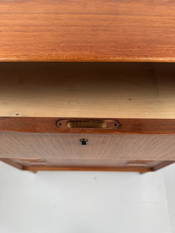 Image 1 of Scandinavian Mid-Century Teak Chest of Drawers – Elegant Sculpted Details