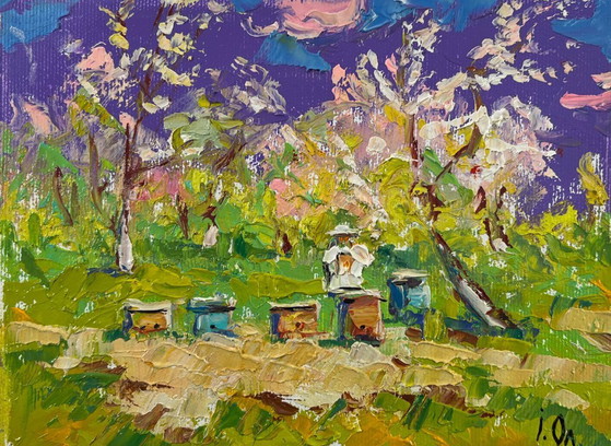 Image 1 of Original Oil Painting Colorful Nature Landscape Breath of spring