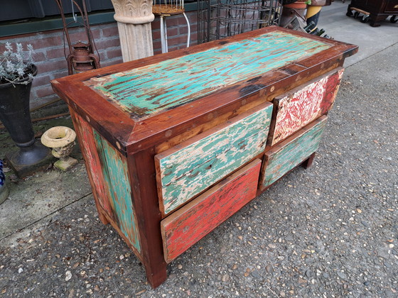 Image 1 of Meuble TV, Table d'appoint, Console en bois massif avec une surface de 100 x 40 cm. 100 x 40cm et 60cm Hoog