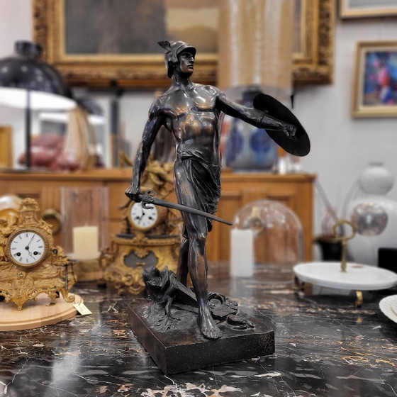 Image 1 of Sculpture “Gallic Warrior”, bronze, signed E. Picault, 19th century – France