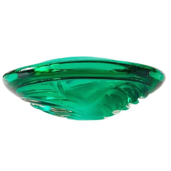 Image 1 of Bol en verre de Murano vert en forme de cœur, style vintage années 1960