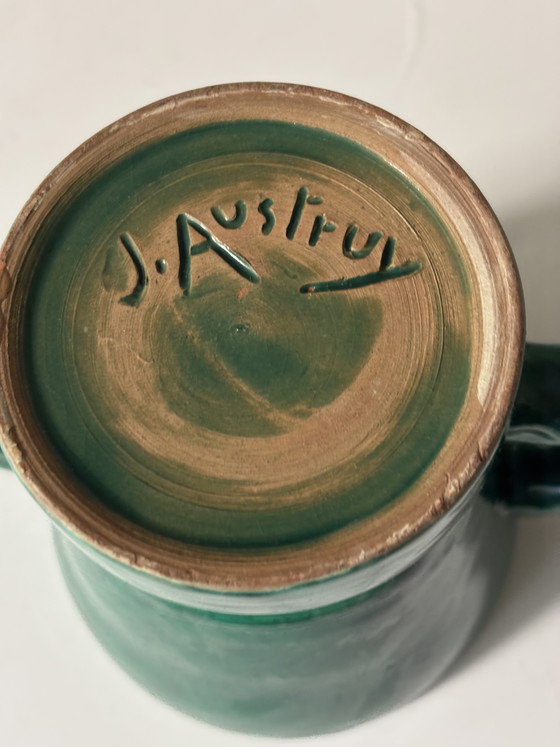 Image 1 of Vase with double handles signed Jean Aubry Vallauris