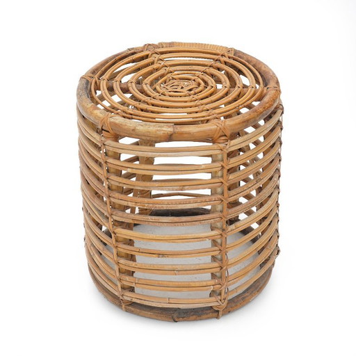 Zylindrischer Hocker aus gebogenem Rattan von Castano, 1960er Jahre