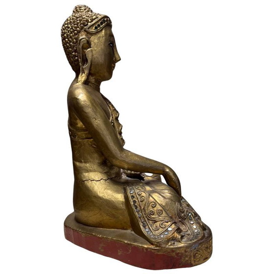 Buda Mandalay de madera dorada antiguo - Birmania - 35 cm - 2.6 kg – Esculturas, Wood (photo 3 of 10)