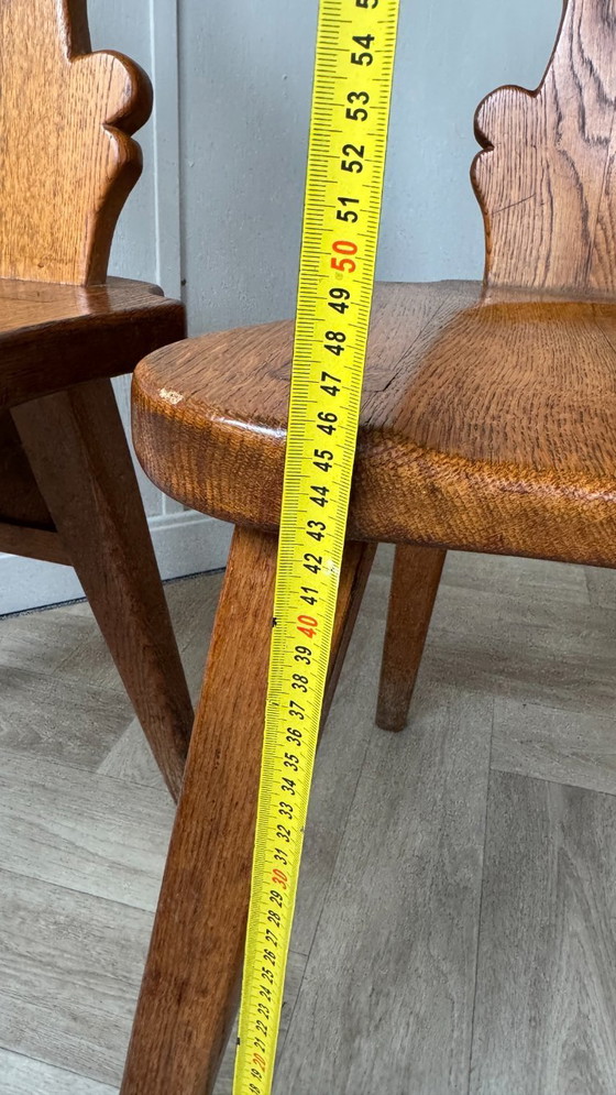 Image 1 of Comfortable brutalistische eiken stoelen