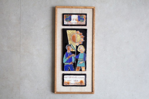 1x Decorazione murale/targa da parete in ceramica vintage di Henk Potters – wanddecoratie, Textile