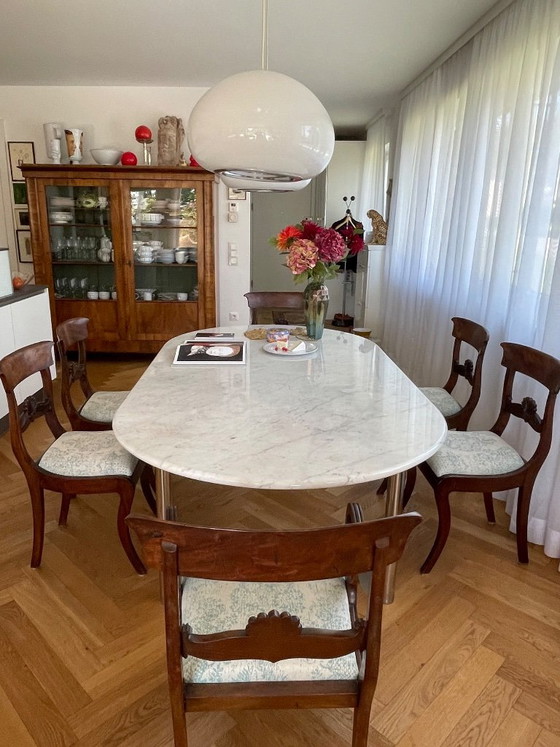 Carrara Marble 1970s Classic – 1979er Carrara Marmor, Dining tables, Chrome (photo 3 of 5)
