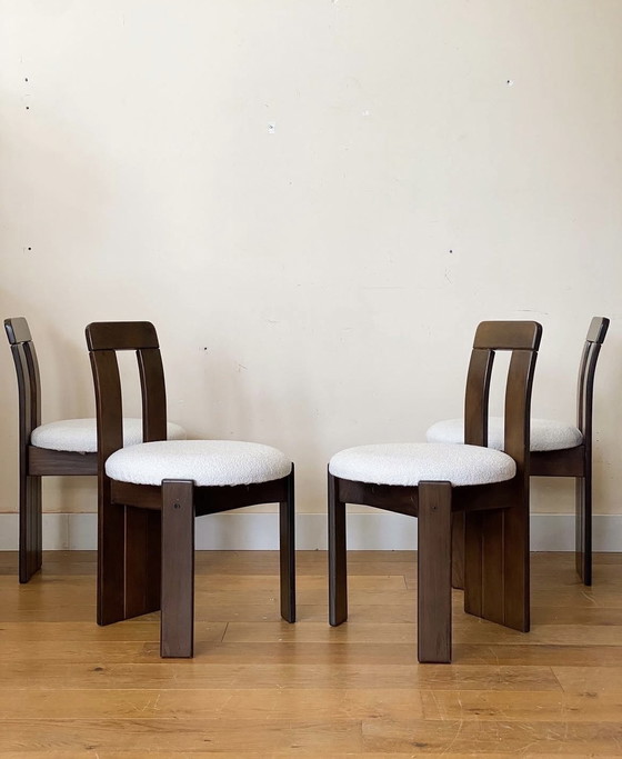 Image 1 of 6 brutalistische Esszimmerstühle aus Holz