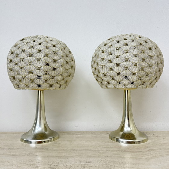 Image 1 of Set of 2 Aro leuchte table lamps with fabric shade , 1970s
