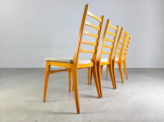 Image 1 of Set of 4 Midcentury chairs Vintage wooden chair 1960 Bouclé