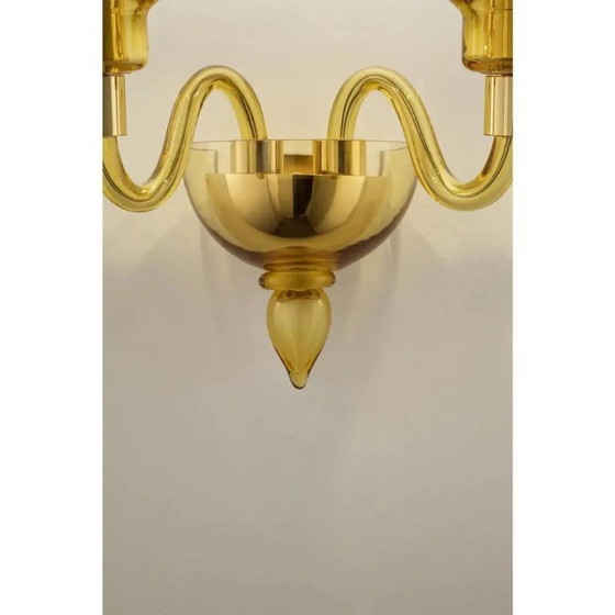Image 1 of Amberkleurige Murano glazen wandlamp met lineair design van Simoeng voor Simoeng