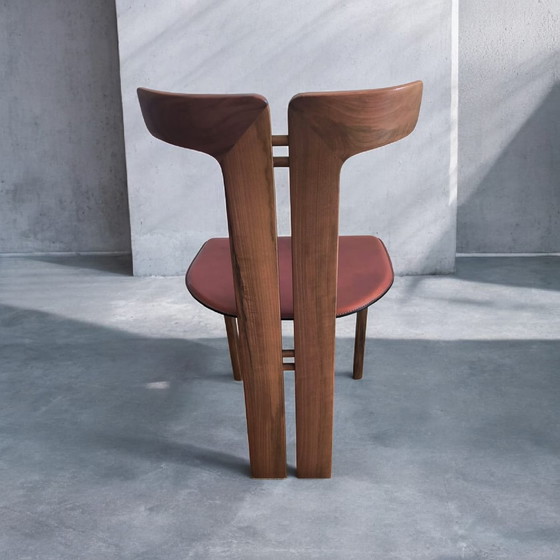 Image 1 of Set aus 4 Pierre Cardin Stühlen aus Holz und Leder aus den 1980er Jahren