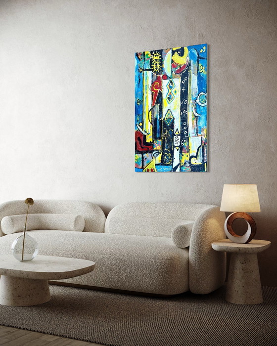 Image 1 of Jan Wille ( 1959 ) Groot schilderij op doek / Art Brut