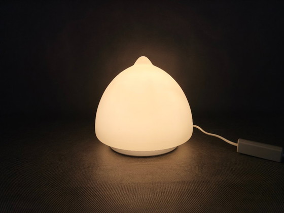 Image 1 of Pair of Czech Opaline Glass Sculptural Table Lamps, 1970s