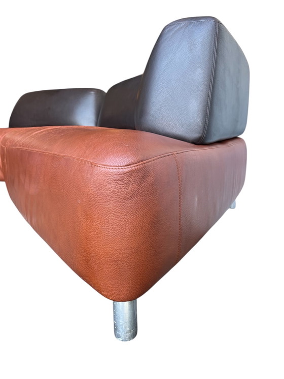 Image 1 of Cognac leren Leolux Archipel bank, postmodern ontwerp, Hugo de Ruiter