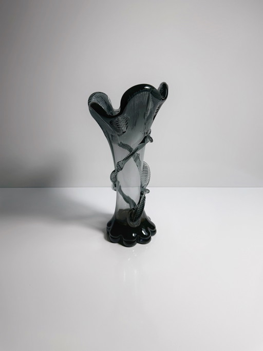 Jarrón de cristal Art Nouveau vintage Franz Welz Lötz Tango Bohemia Art Nouveau 1900 1910 Solifle