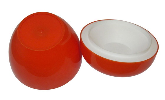 Image 1 of Secchiello per il ghiaccio e cubetti di ghiaccio color mela-arancio, design anni '70