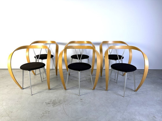 Revers Dining Chairs by Andrea Branzi for Cassina, 1993, Set of 6, Wood, Metal, Black, Modern (photo 13 of 13)
