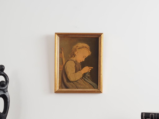 Tableau "Le portrait de la jeune fille", design scandinave, 19e siècle, par Albert Anker