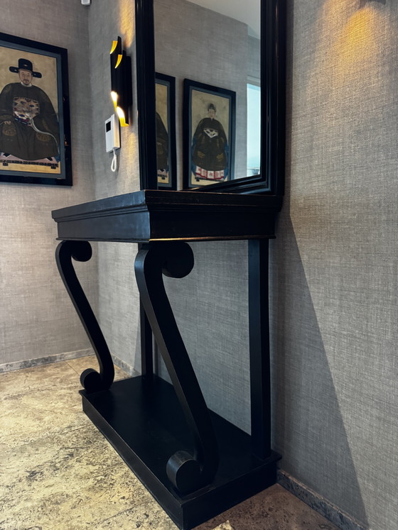Side Tafel Met Spiegel – Bijzettafels, Glass, Wood (photo 5 of 7)