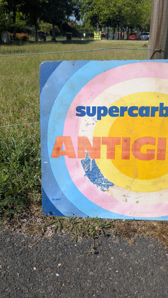 Image 1 of Ipac Vernier enamelled plate with "Supercarburant Antigivre" paper visual