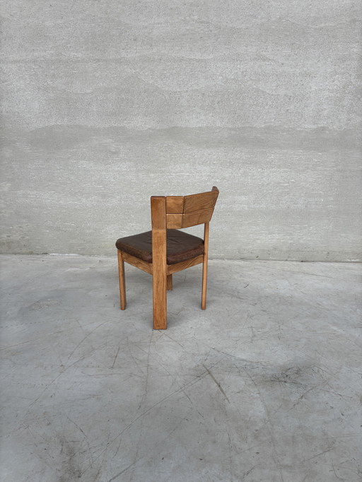 Chaises en chêne brutalistes x4