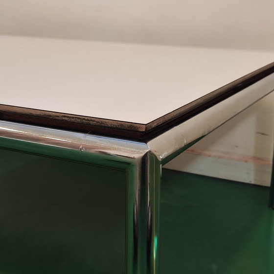 Image 1 of Tavolino da caffè vintage bianco cromato