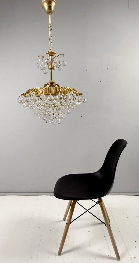 Image 1 of Lámpara de techo/araña con pantallas de cristal de Ernst Palme, Hollywood Regency, Alemania, década de 1960