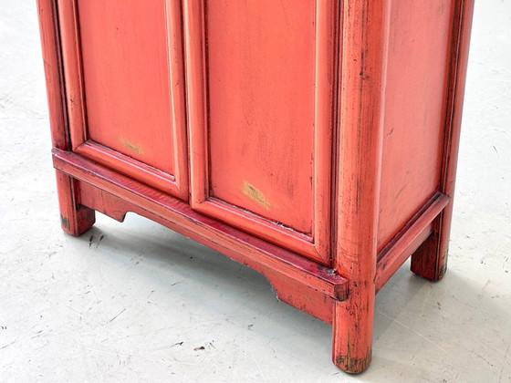Smal Chinese Bruidskast in Rood – Vintage Lakmeubel – Opbergkast, Wood (photo 5 of 15)