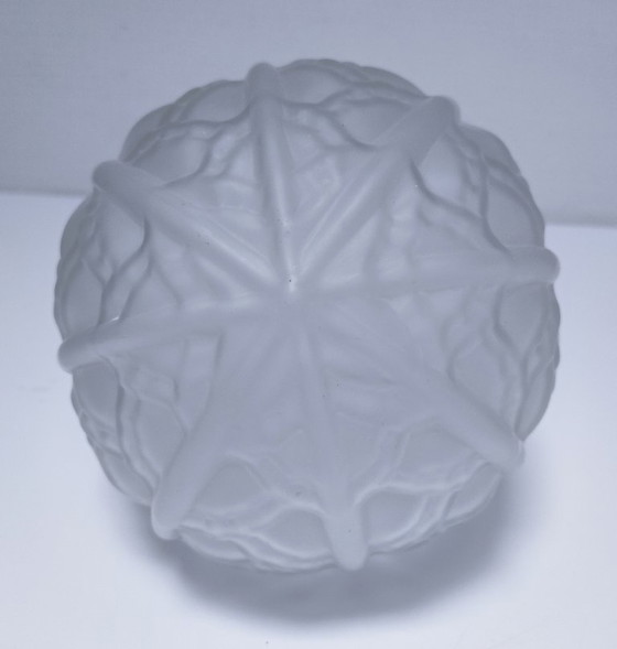 Image 1 of suspension art déco globe verre monture métal chromé