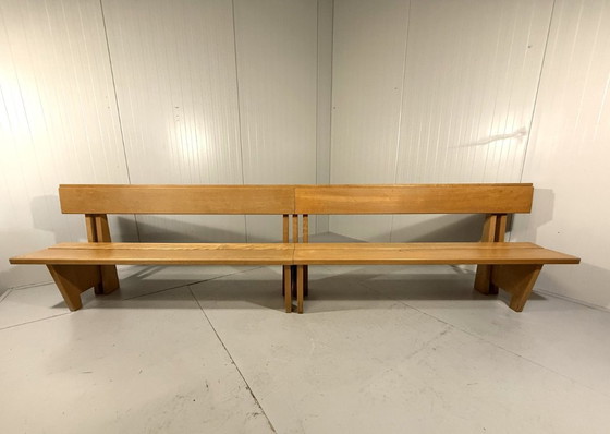 Image 1 of XL Modernist solid beech wood bench 1960s