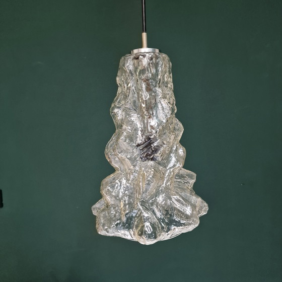 Image 1 of Vintage Peill & Putzler "Alaska" Pendant Lamp - Sculptural Glass - 1970s - 35 cm high.