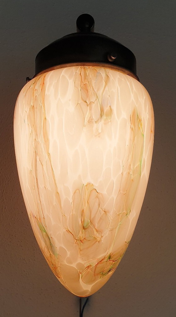 Image 1 of Art-Deco-Wandleuchte aus Opalglas