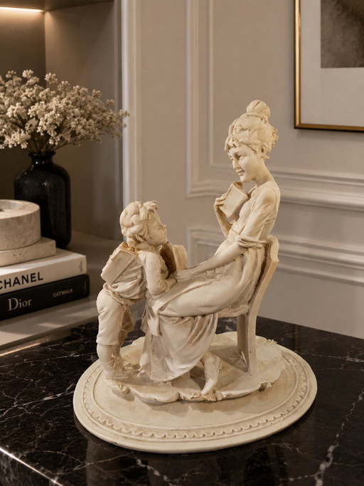 Rare sculpture la leçon LG BENACCHIO triade signature et logo ancre excellent etat