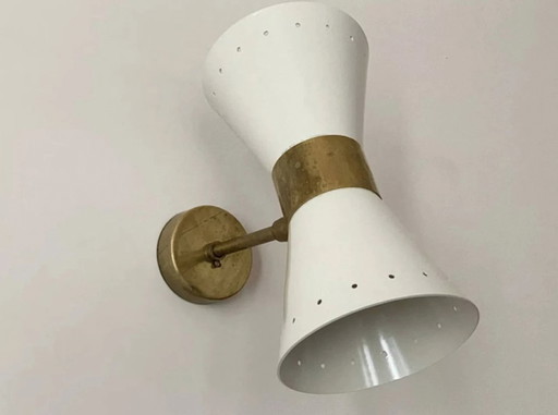 Pair of ivory white diabolo wall lights