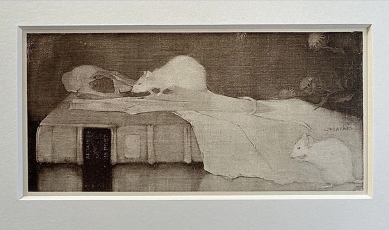 Jan Mankes 1889-1920 / Originele Heliogravure Muizen Op Perkamenten Boek 1923 – Litho's & Zeefdrukken, Paper (photo 3 of 8)