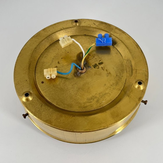 Image 1 of Vintage wand- en plafondlamp in Space Age-stijl met amberkleurig glas, circa jaren 70.