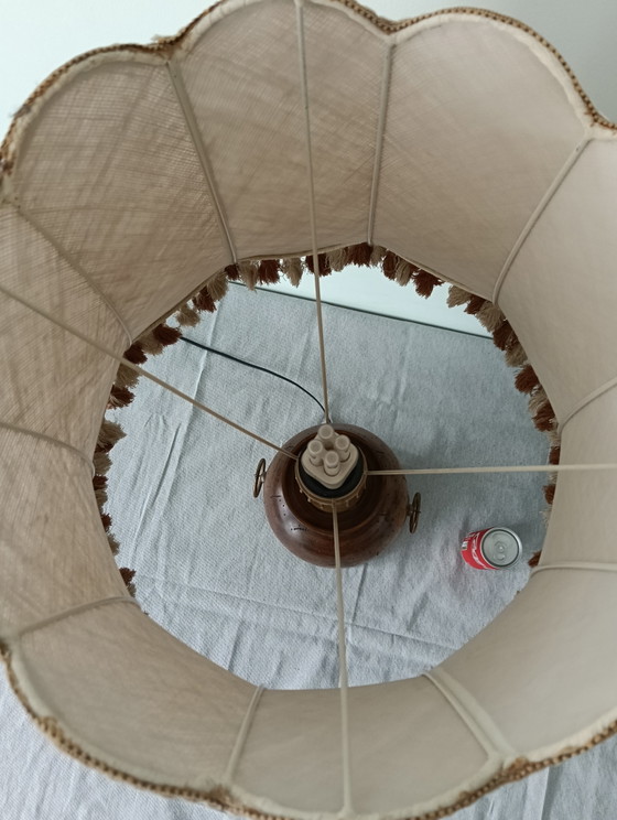 Vintage Table Lamp – Textile, Wood (photo 8 of 9)