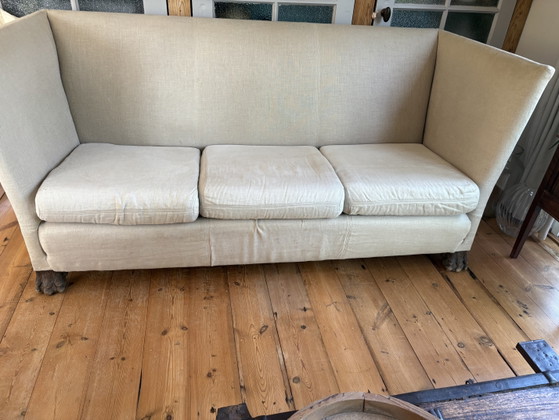 Image 1 of 3 Zits bank brocante antiek zand kleur linnen 