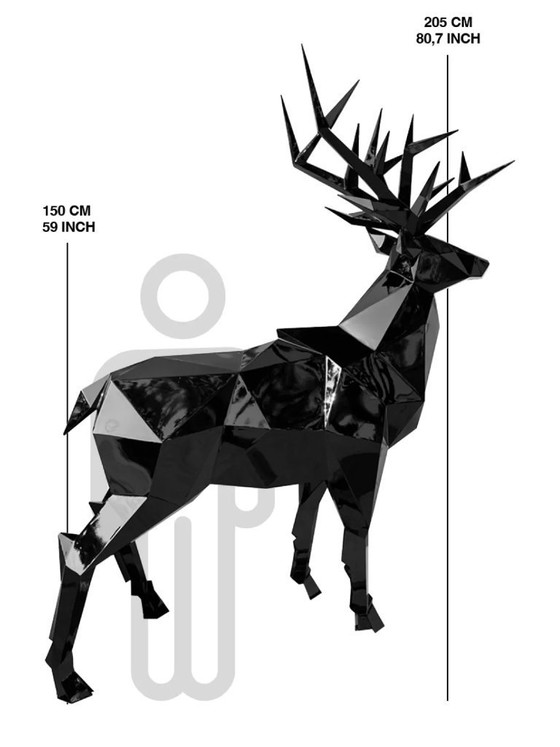 Image 1 of Fiberglas-Skulptur – Hirsch – Schwarz