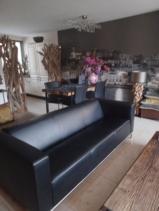 Sofá Gelderland, 3 plazas, cuero, modelo 6710, negro, Jan des Bouvries